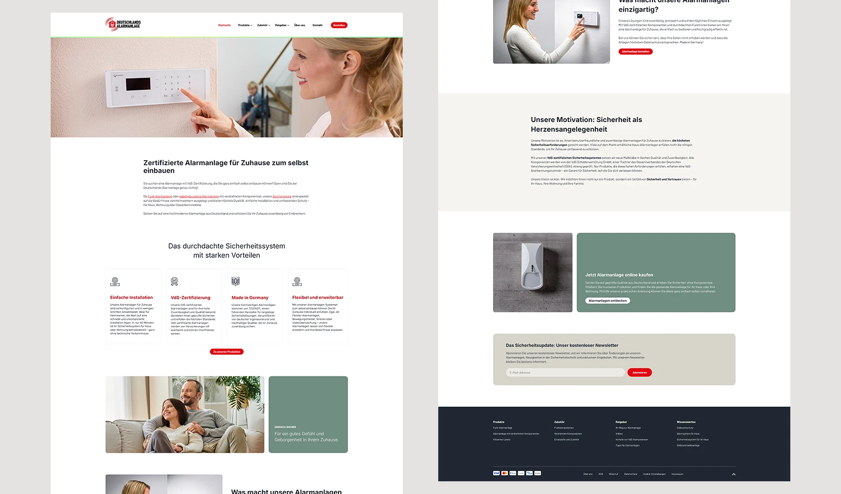 Seitenübersicht der neuen Website von Deutschlands Alarmanlage