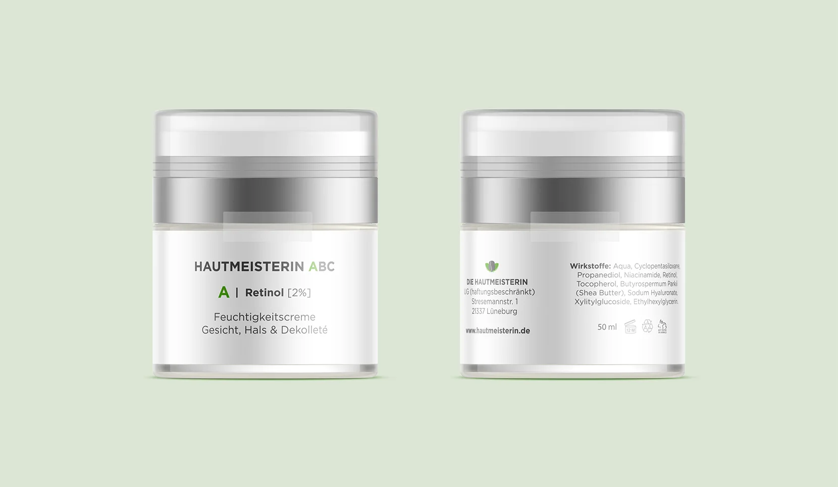 Gestaltung der Produktverpackung für Feuchtigkeitscreme und Pflegeprodukte