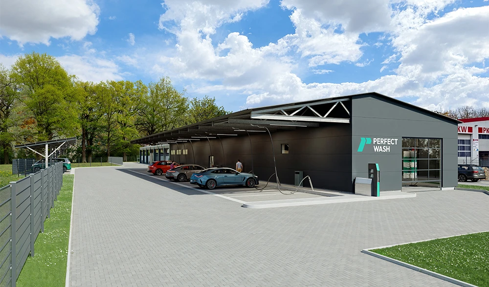 Erstellung von 3D-Renderings der Waschhalle